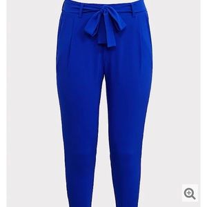 COPY - ELECTRIC BLUE CREPE TIE FRONT TAPERED PANT
